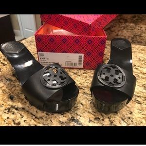 Tory Burch Black Patti Miller Slide on Wedge